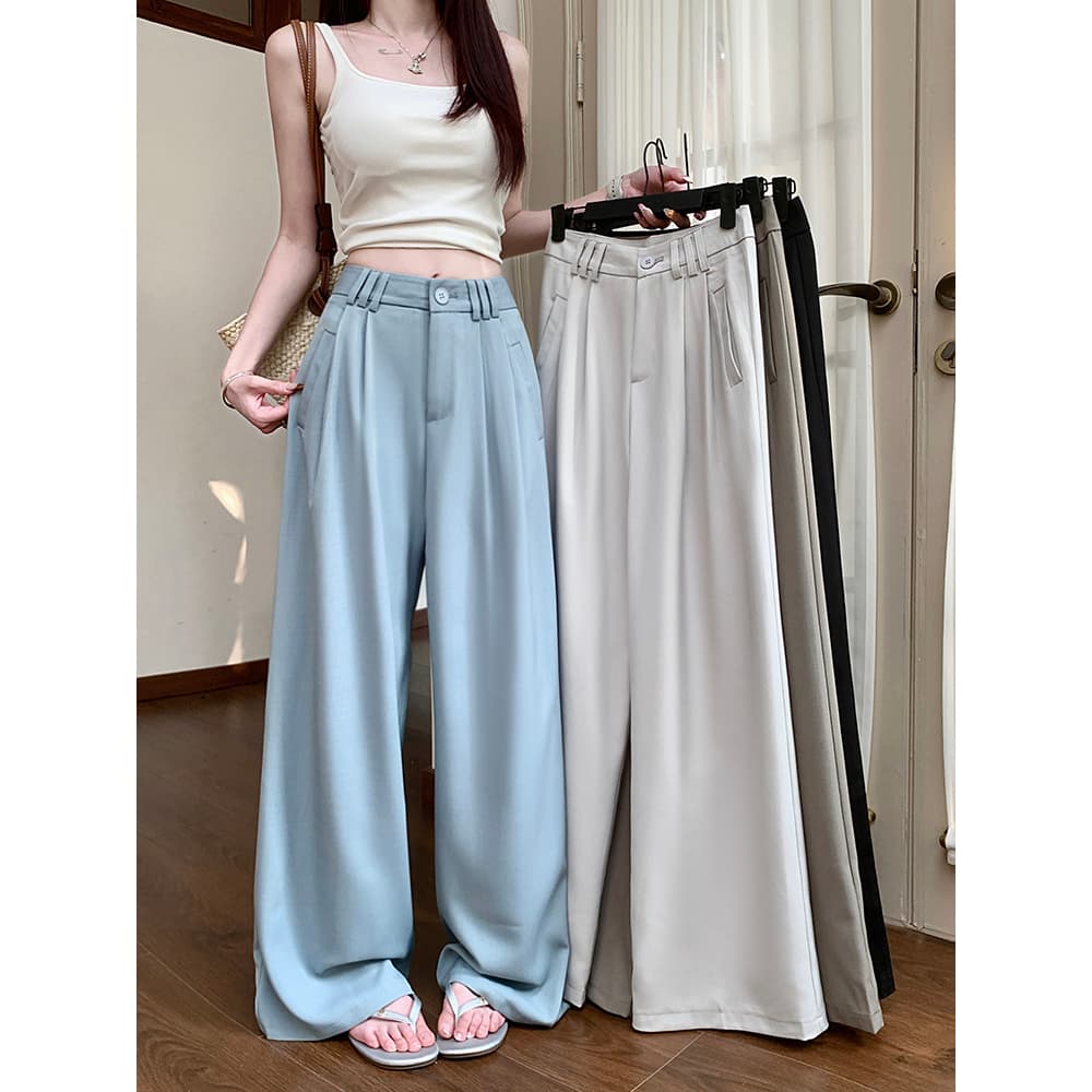 실사 2026 와이드 레깅스 바지 루즈핏 캐주얼 바지 바닥 청소 개성 정장 바지