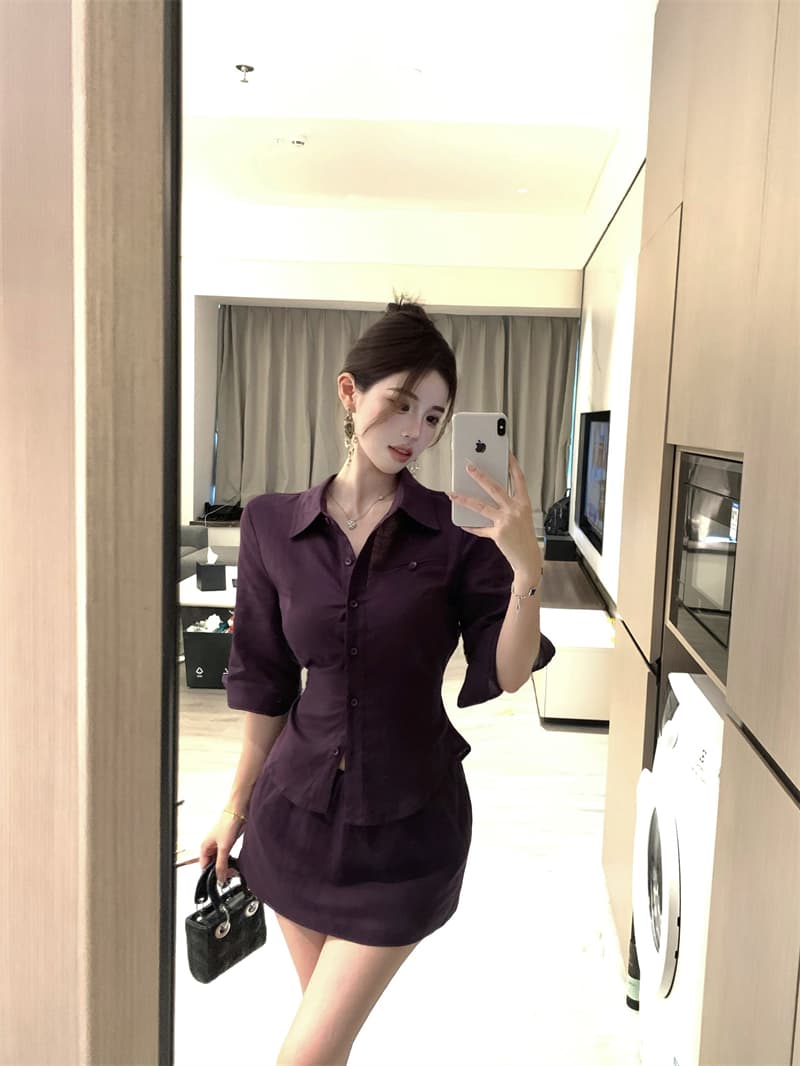 실사 정가 오래된 돈 세트 염색 디스플레이 흰 셔츠 세트 반신 스커트 투피스 세트 이미지 2