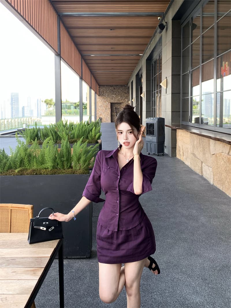 실사 정가 오래된 돈 세트 염색 디스플레이 흰 셔츠 세트 반신 스커트 투피스 세트 상세 이미지 10