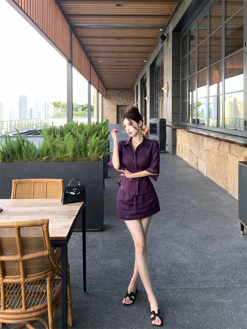 실사 정가 오래된 돈 세트 염색 디스플레이 흰 셔츠 세트 반신 스커트 투피스 세트 상세 이미지 12