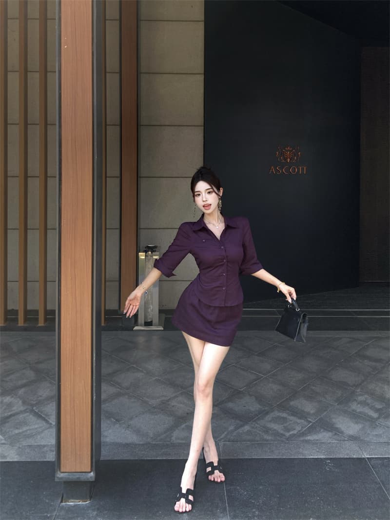 실사 정가 오래된 돈 세트 염색 디스플레이 흰 셔츠 세트 반신 스커트 투피스 세트 상세 이미지 13