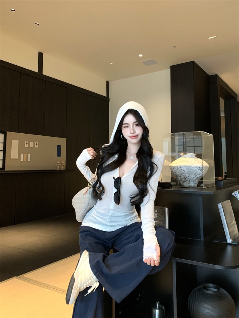 실사 정가 몸매 가꾸기 후드 니트 오픈 가디건 여성 이른 가을 새로운 얇은 스타일 긴팔 캐주얼 맨위 상세 이미지 5
