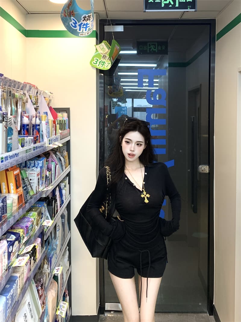 정가 실사 디자인 센스 후드 긴팔 티셔츠 여성 이른 가을 새로운 허리 수축 만나는 맨위 상세 이미지 10