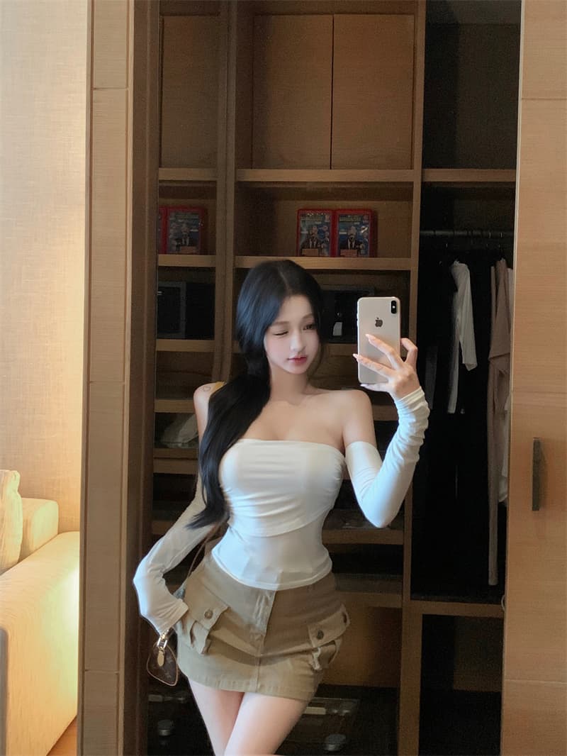 실사 정가 클래식 다용도 핫걸 몸매 가꾸기 쇼트 스타일 오프숄더 티셔츠 디스플레이 얇고 작은 맨위 상세 이미지 10