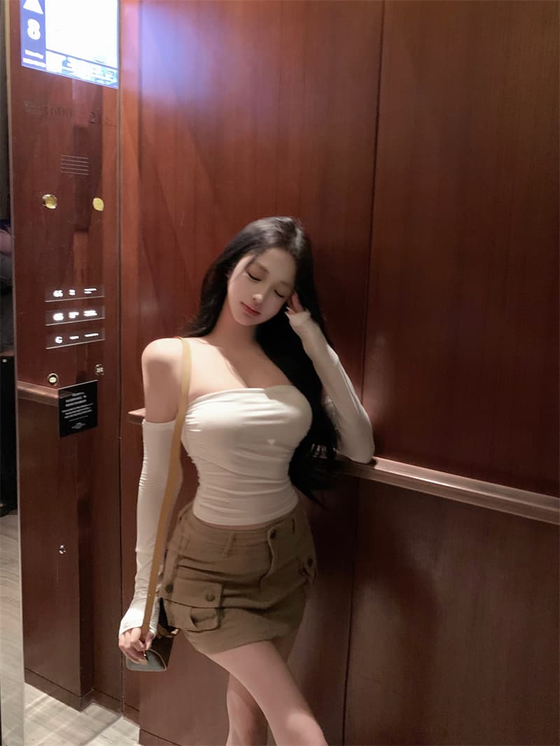실사 정가 클래식 다용도 핫걸 몸매 가꾸기 쇼트 스타일 오프숄더 티셔츠 디스플레이 얇고 작은 맨위 상세 이미지 13
