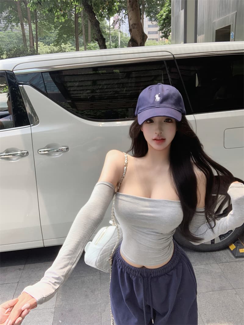 실사 정가 클래식 다용도 핫걸 몸매 가꾸기 쇼트 스타일 오프숄더 티셔츠 디스플레이 얇고 작은 맨위 상세 이미지 20