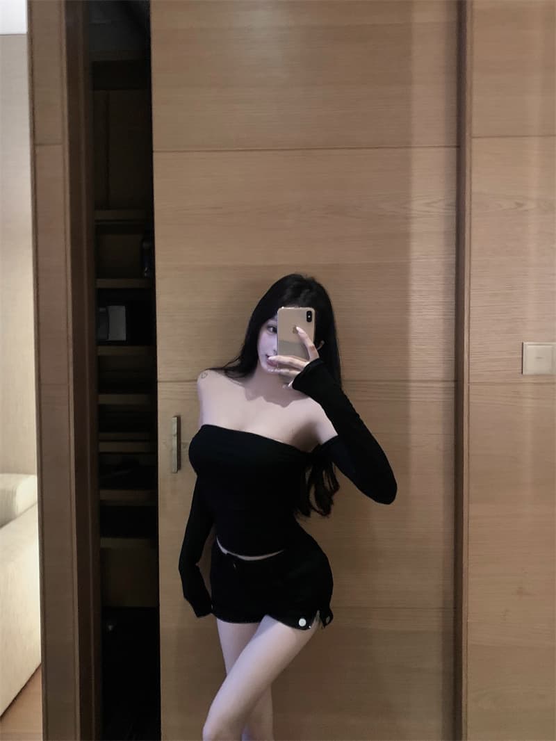 실사 정가 클래식 다용도 핫걸 몸매 가꾸기 쇼트 스타일 오프숄더 티셔츠 디스플레이 얇고 작은 맨위 상세 이미지 36