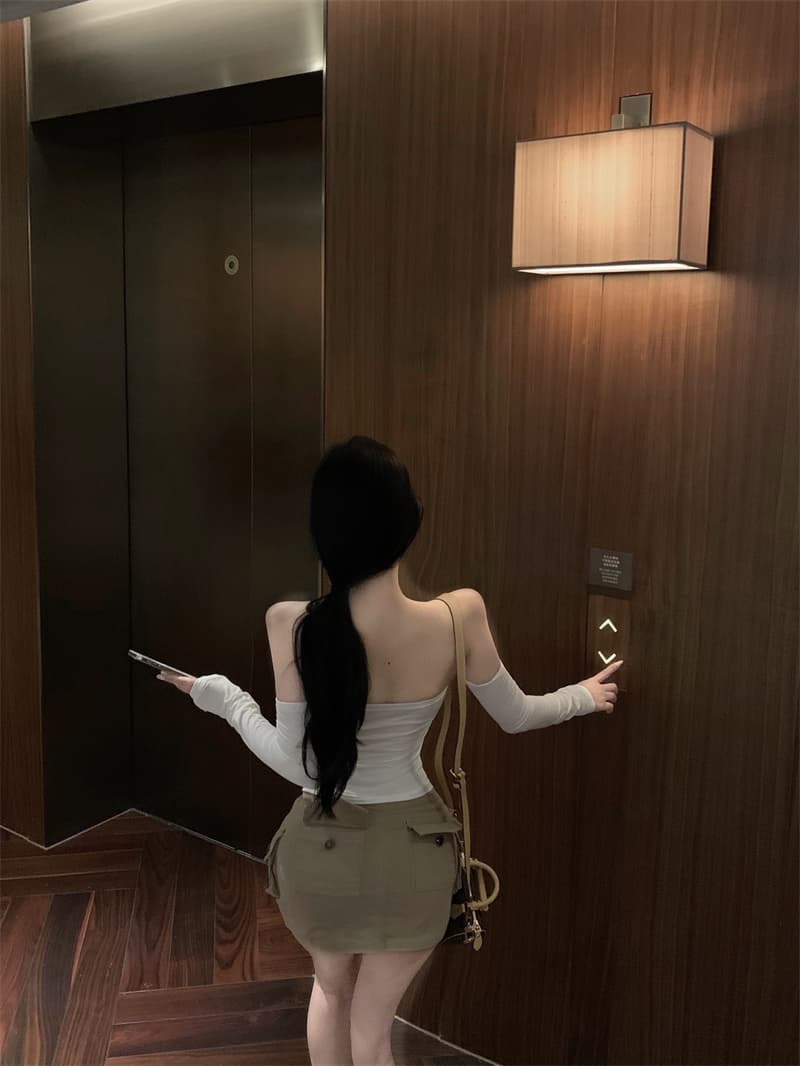 실사 정가 클래식 다용도 핫걸 몸매 가꾸기 쇼트 스타일 오프숄더 티셔츠 디스플레이 얇고 작은 맨위 상세 이미지 39