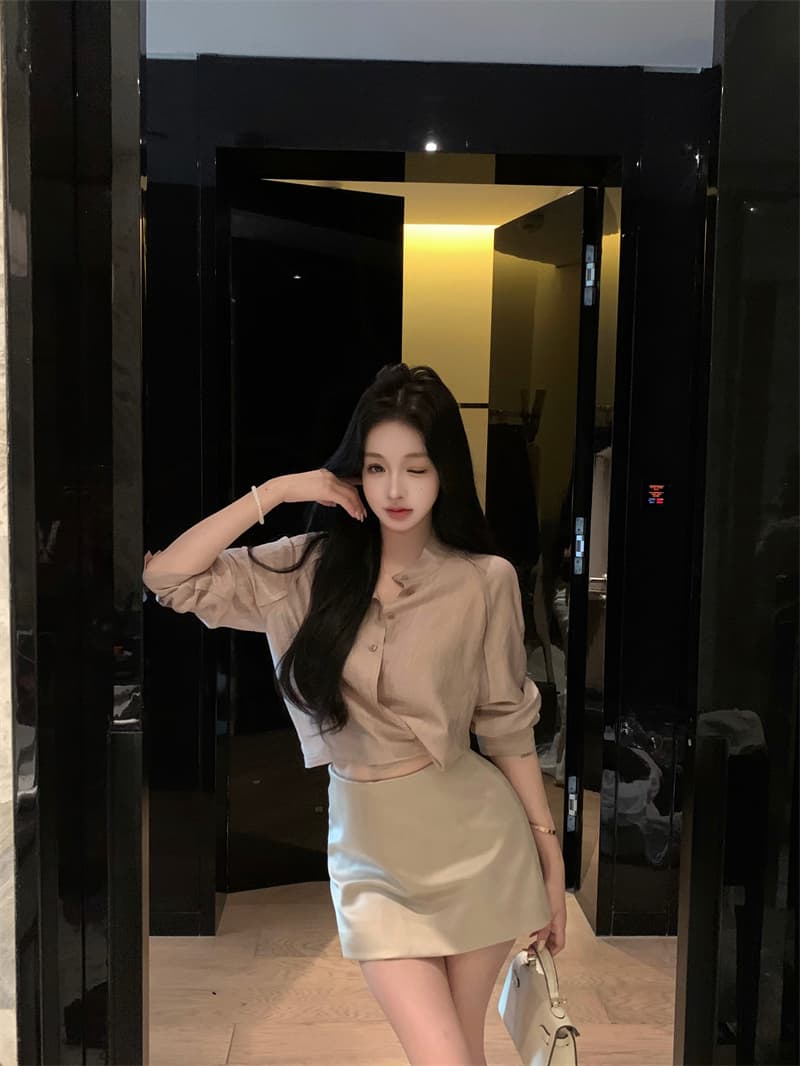 실사 정가 작은 대중 디자인 센스 한 부서 긴팔 셔츠 맨위 여성 가을 상세 이미지 30