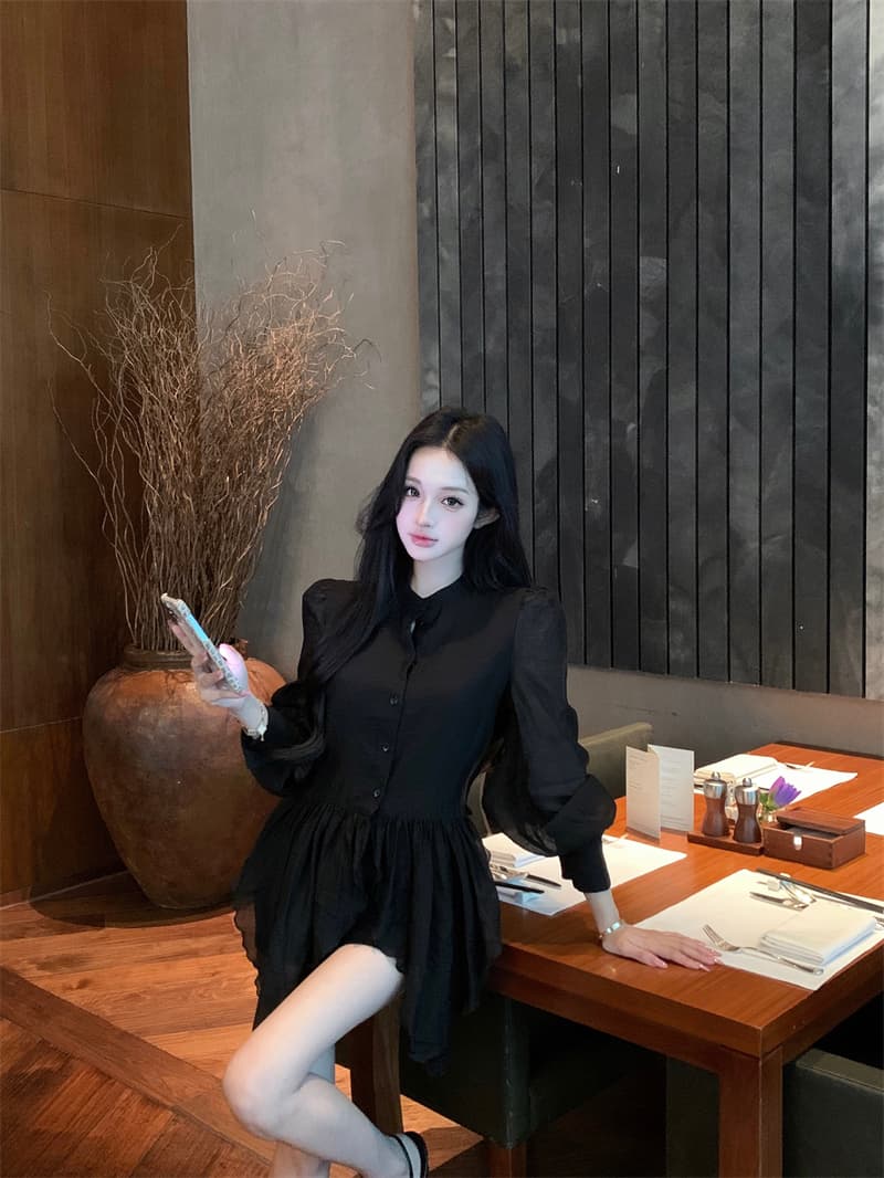 실사 정가 요정 가스 우아한 마이크로 시스루 어렴풋이 나타나면 불규칙 밑단 셔츠 상세 이미지 19
