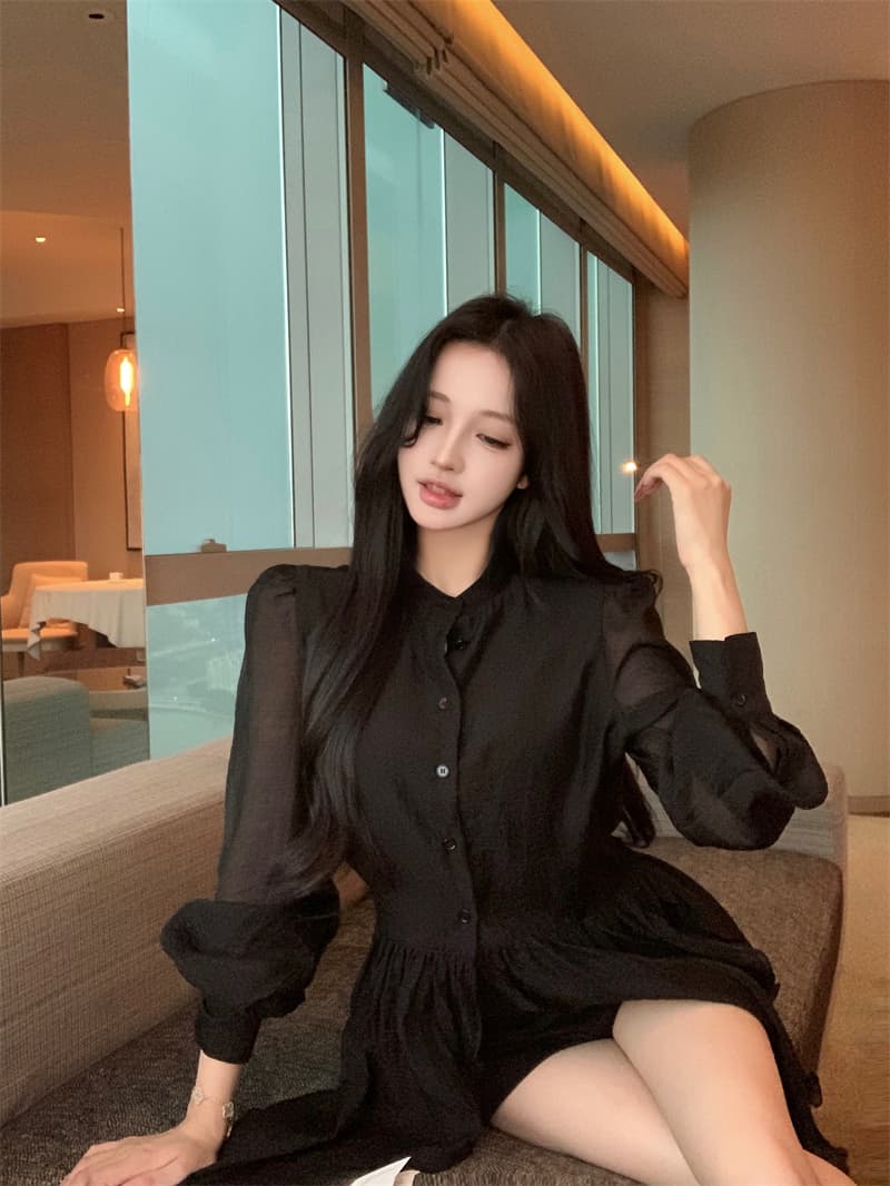 실사 정가 요정 가스 우아한 마이크로 시스루 어렴풋이 나타나면 불규칙 밑단 셔츠 상세 이미지 21