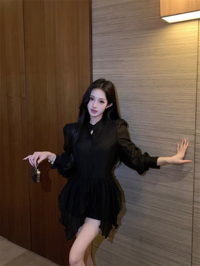 실사 정가 요정 가스 우아한 마이크로 시스루 어렴풋이 나타나면 불규칙 밑단 셔츠 상세 이미지 24