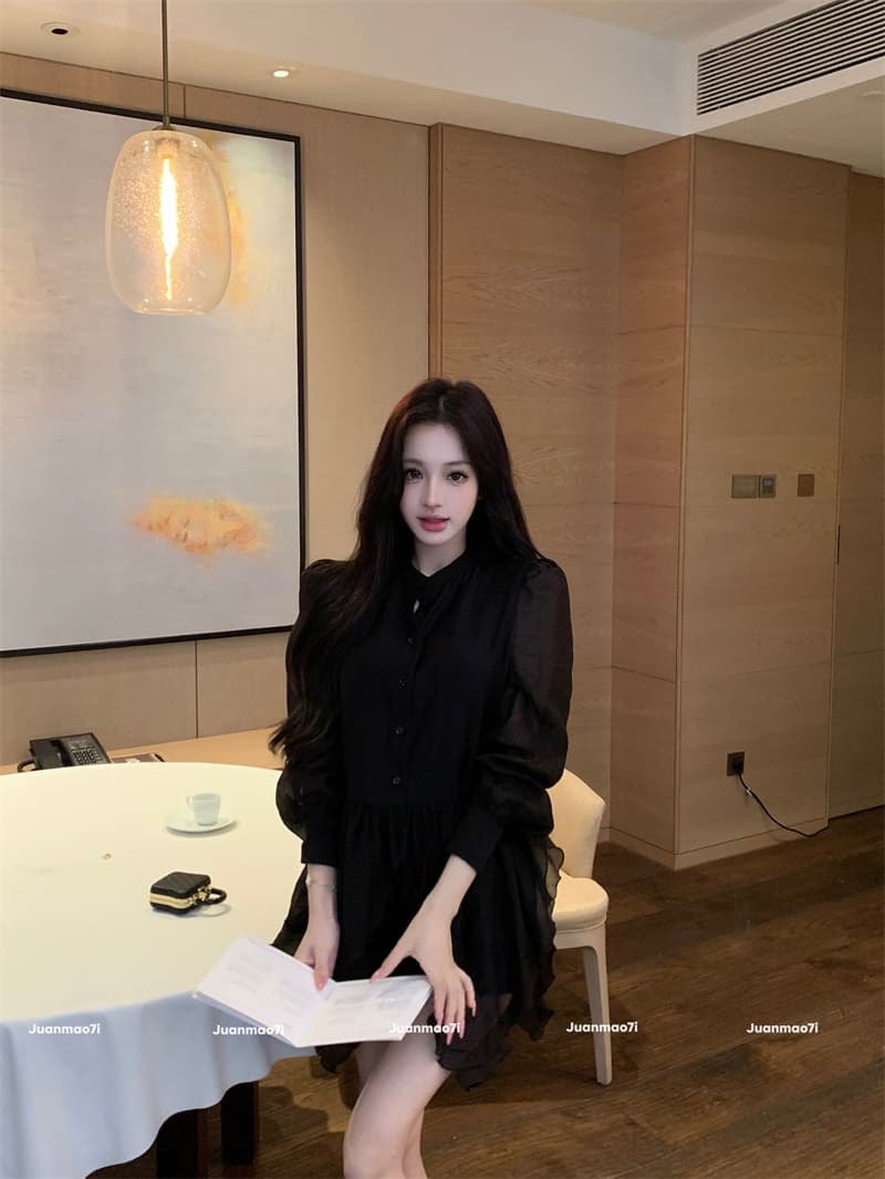 실사 정가 요정 가스 우아한 마이크로 시스루 어렴풋이 나타나면 불규칙 밑단 셔츠 상세 이미지 28