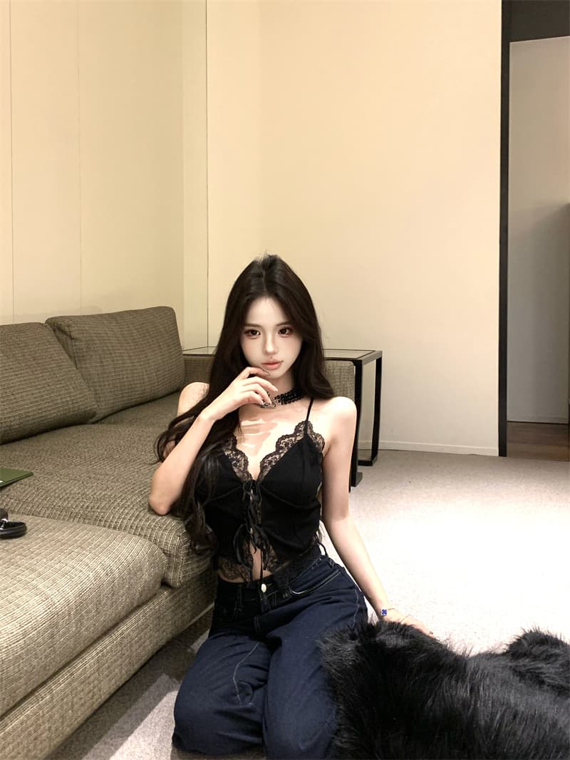 실사 정가 공란 사랑 지앤 레이스 조각 니트 슬립 여성 가을 스트랩 인사이드 가져 가라. 조끼 맨위 상세 이미지 27