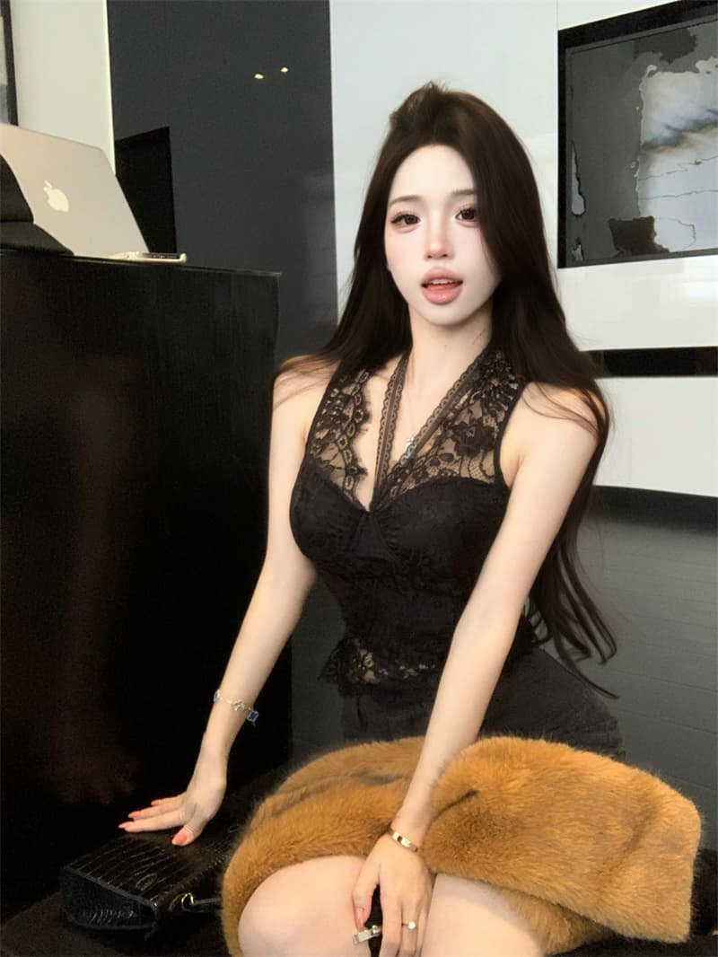 실사 정가 프랑스식 레이스 생선뼈 몸매 가꾸기 조끼 슬립 부드러운 순수한 욕망 맨위 상세 이미지 20