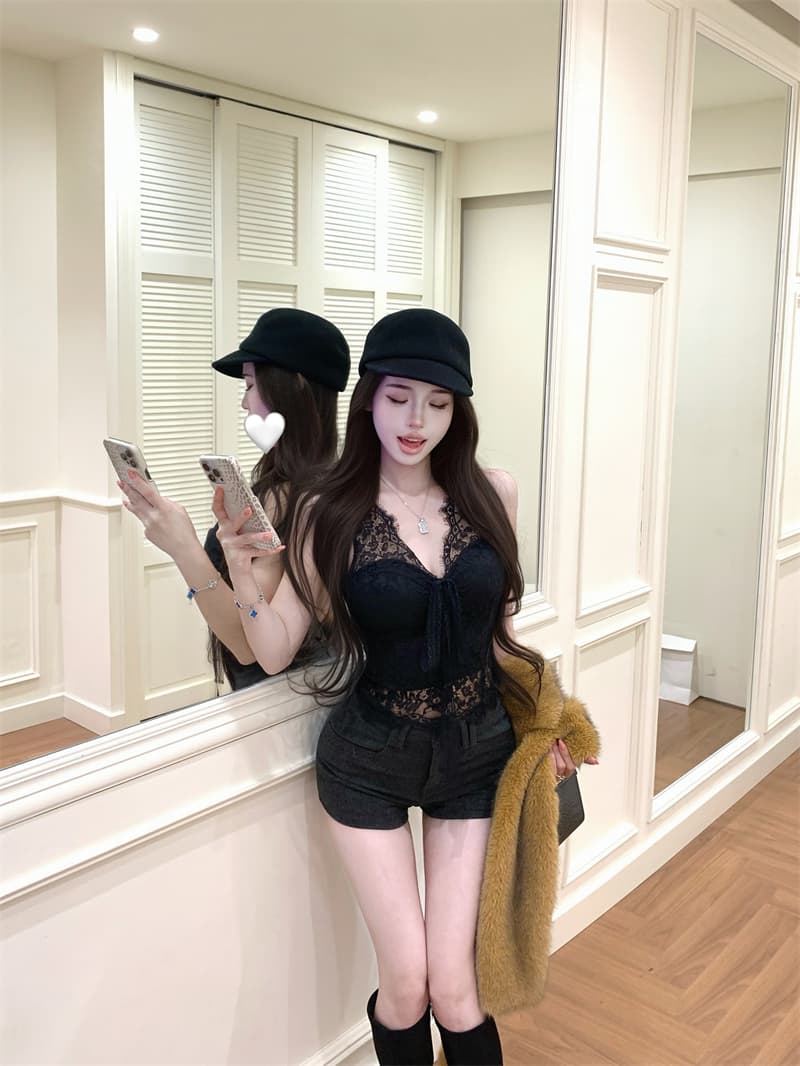 실사 정가 프랑스식 레이스 생선뼈 몸매 가꾸기 조끼 슬립 부드러운 순수한 욕망 맨위 상세 이미지 29
