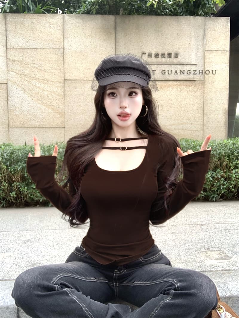 실사 정가 디자인 센스 주름 장식 티셔츠 여성 인사이드 가져 가라. 기본 셔츠 맨위 상세 이미지 29