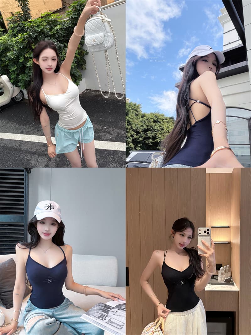 실사 정가 순수한 욕망 핫걸 센스 캐미솔 외출용 여름 백리스 섹시함 민소매 맨위 상세 이미지 1