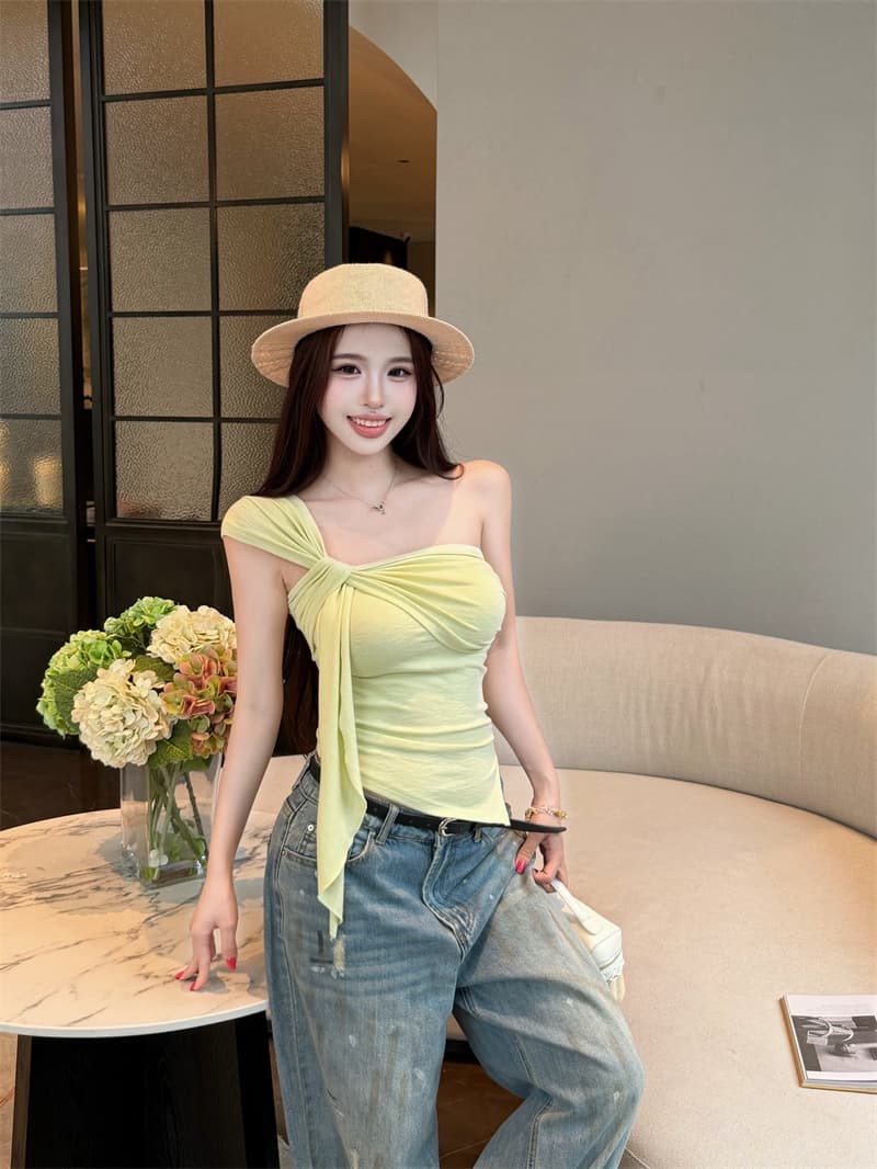 실사 정가 디자인 센스 불규칙 숄더백 길다 리본 비틀림 맨위 여성 상세 이미지 3