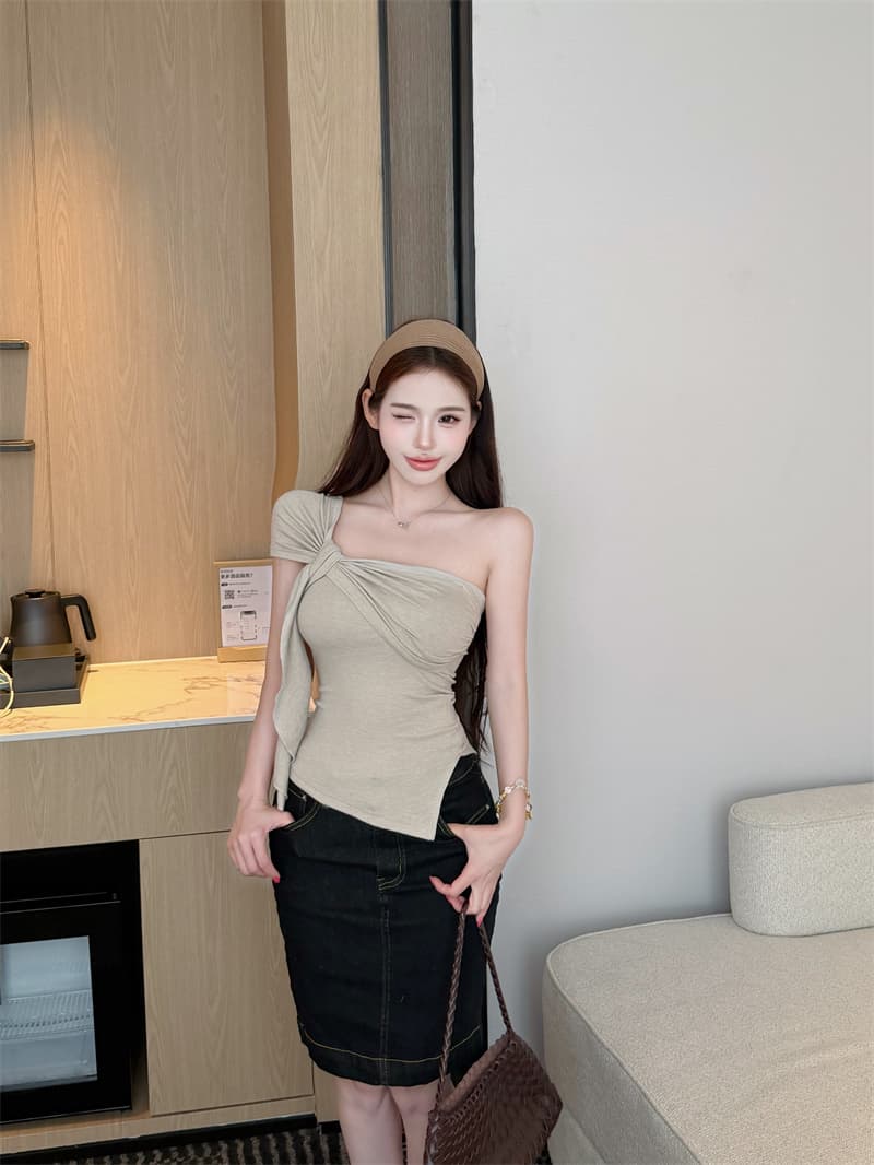 실사 정가 디자인 센스 불규칙 숄더백 길다 리본 비틀림 맨위 여성 상세 이미지 30