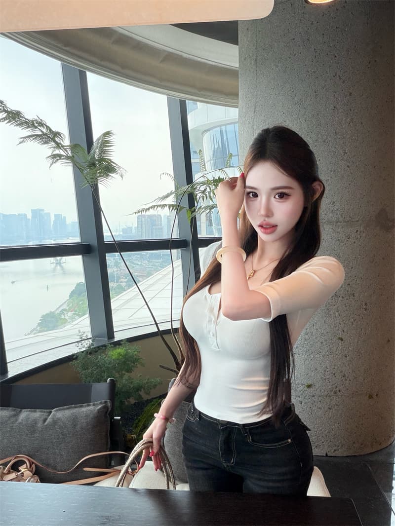 실사 정가 순수한 욕망 달콤한 매운맛 바람 티셔츠 여성 새로운 타이트 반팔 한 부서 chic Chic 작은 맨위 상세 이미지 22