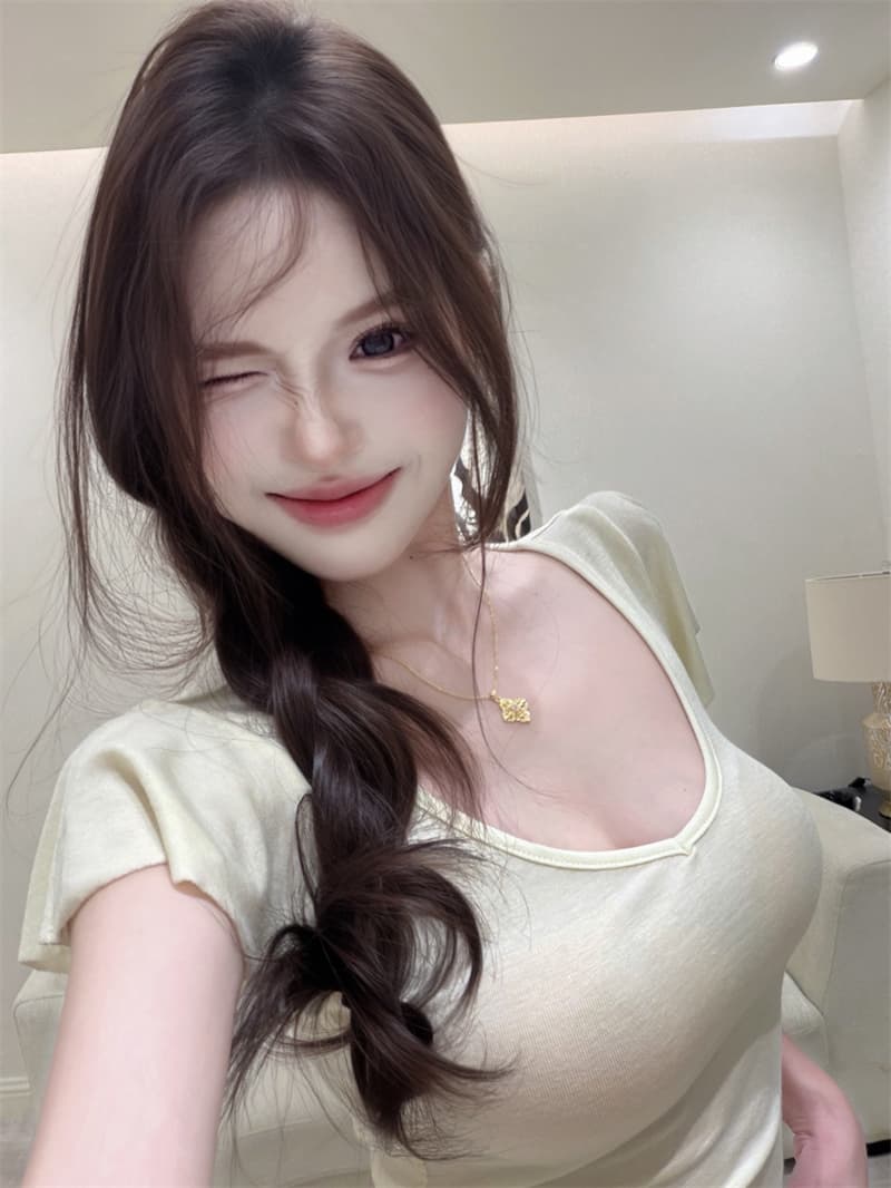 실사 정가 활력 작은 날다 소매 슬림해 보이는 티셔츠 여성 슈퍼 편안한 라이 경기 서울 양모 V넥 반팔 tee 상세 이미지 16
