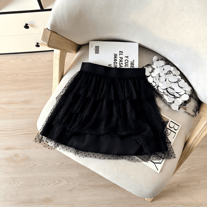 한 부서 품격 도트 무늬 망사 퍼프 반신 스커트 여성 여름 2026 하이웨이스트 한 마디 노출 방지 층 케이크 드레스 상세 이미지 21