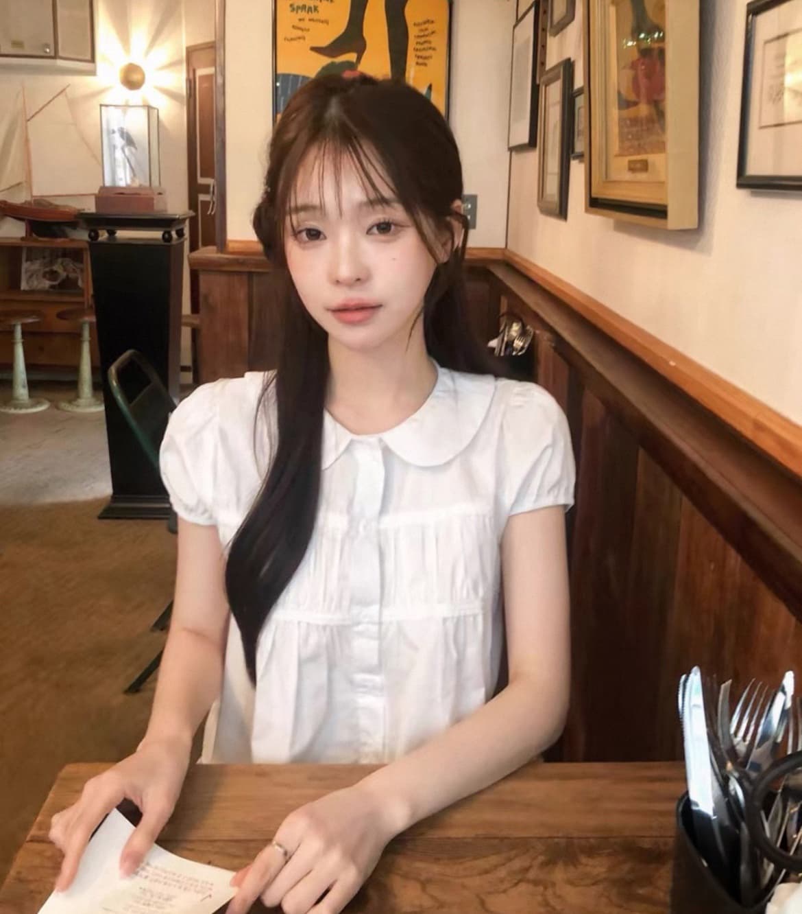한국 동대문 2026 새로운 한국 스타일 베이비 칼라 다용도 맨위 블라우스 상세 이미지 2