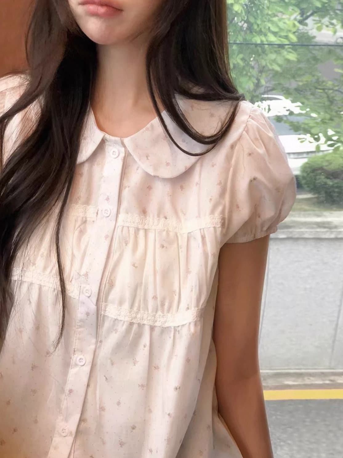 한국 동대문 2026 새로운 한국 스타일 베이비 칼라 다용도 맨위 블라우스 상세 이미지 6
