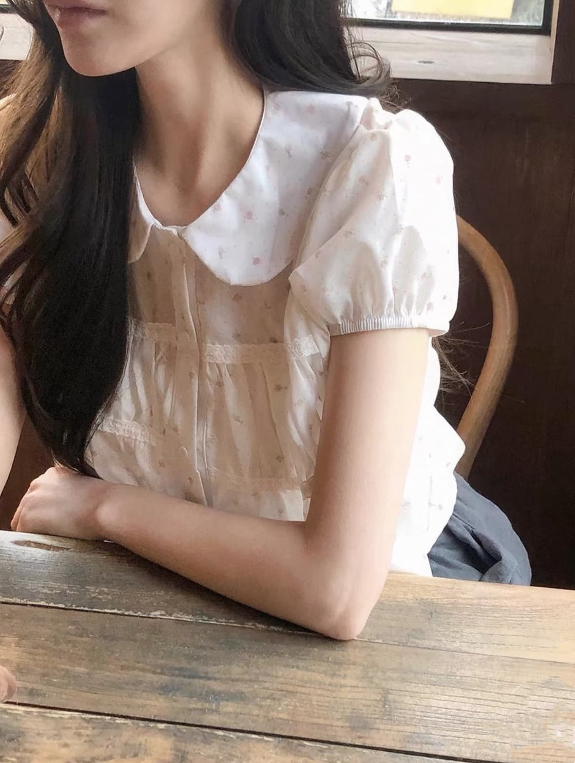 한국 동대문 2026 새로운 한국 스타일 베이비 칼라 다용도 맨위 블라우스 상세 이미지 7