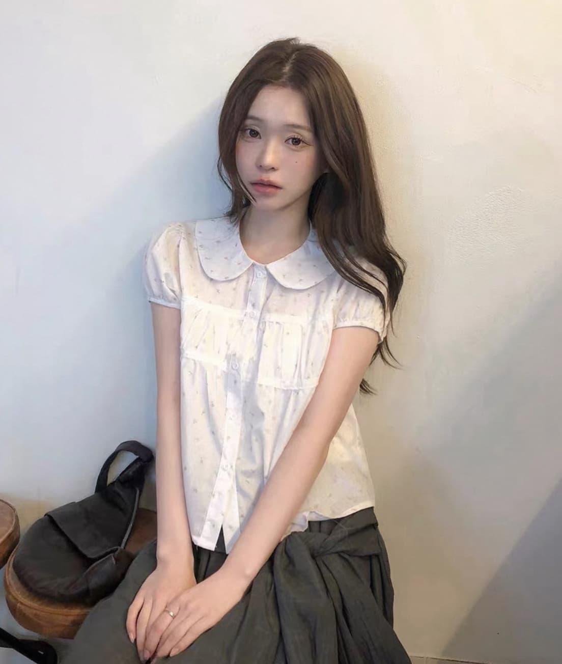 한국 동대문 2026 새로운 한국 스타일 베이비 칼라 다용도 맨위 블라우스 상세 이미지 8