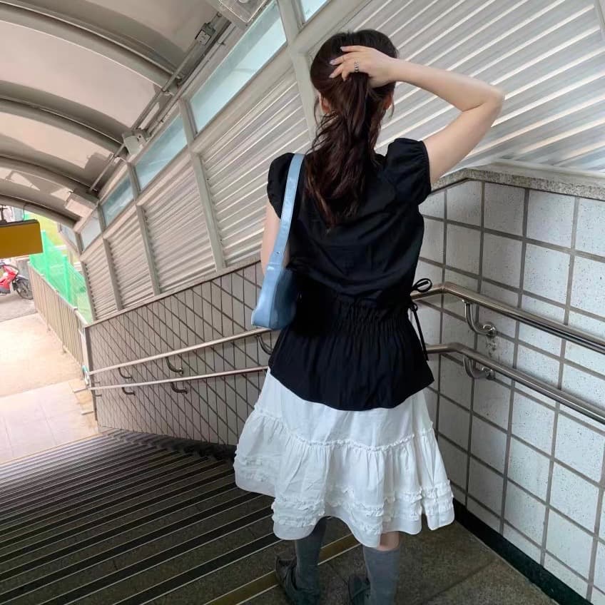 있음 창고 한국 동대문 구매 여름 여성 의류 추출 허리 수축 맨위 치마 여성 이미지 5