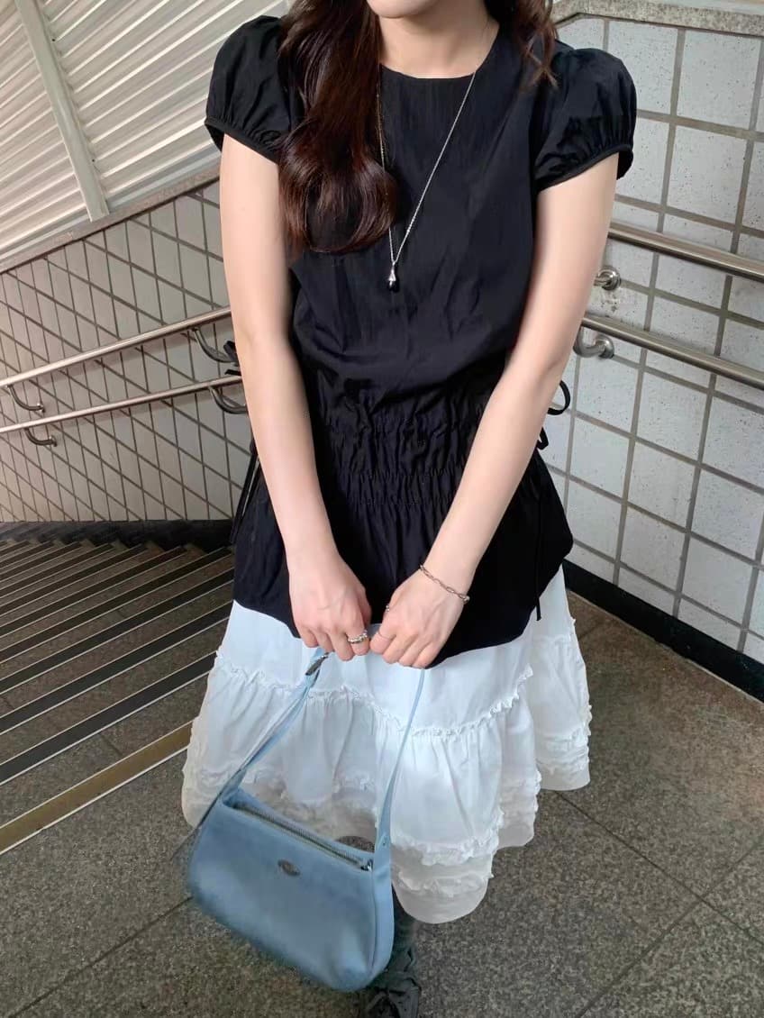 있음 창고 한국 동대문 구매 여름 여성 의류 추출 허리 수축 맨위 치마 여성 상세 이미지 3