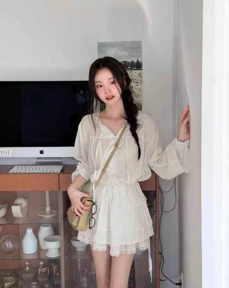 있음 창고 한국 동대문 2026 년 새로운 한국 스타일 다용도 긴팔 맨위 케이크 드레스 여성 상세 이미지 3