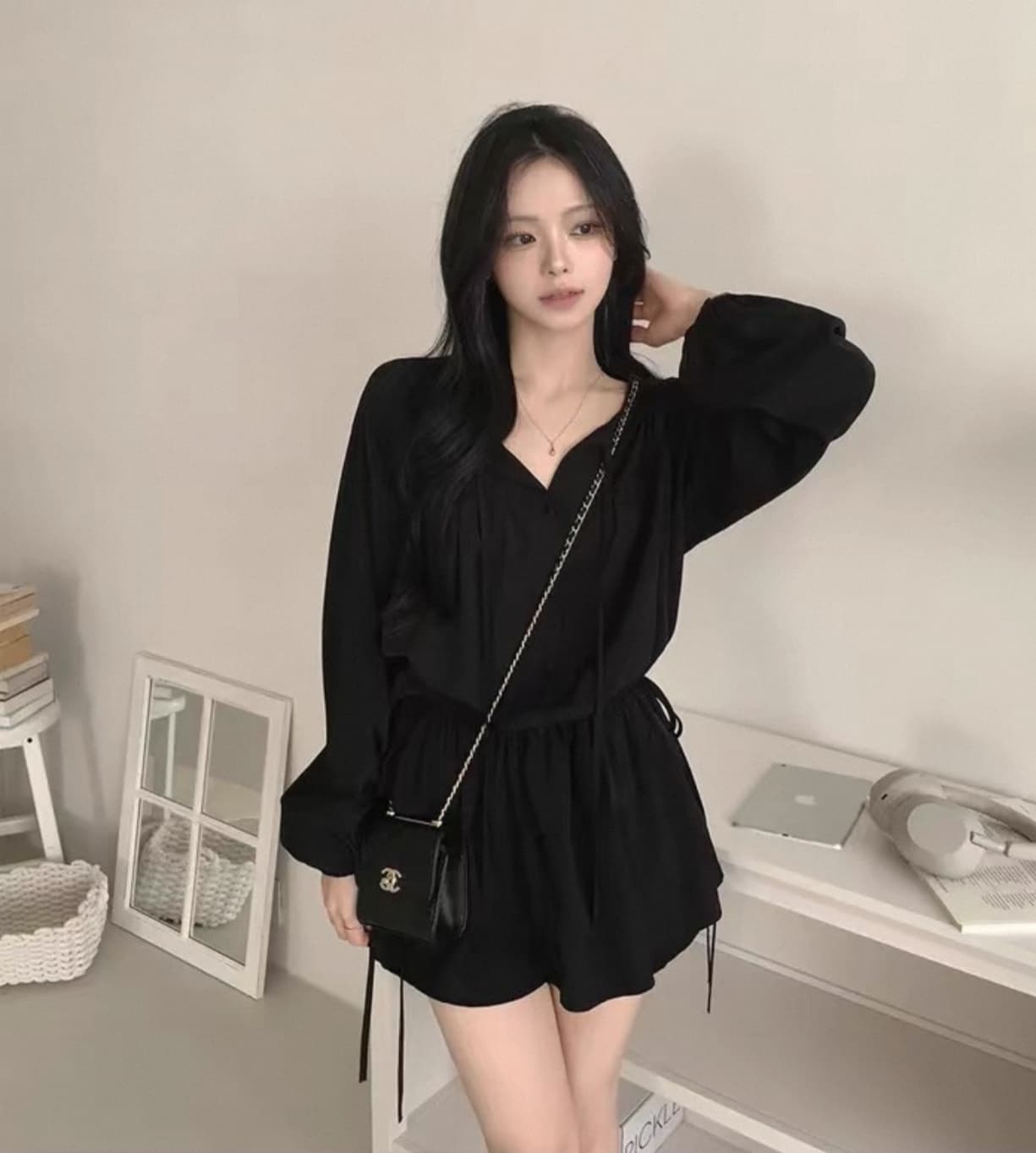 있음 창고 한국 동대문 2026 년 새로운 한국 스타일 다용도 긴팔 맨위 케이크 드레스 여성 상세 이미지 6