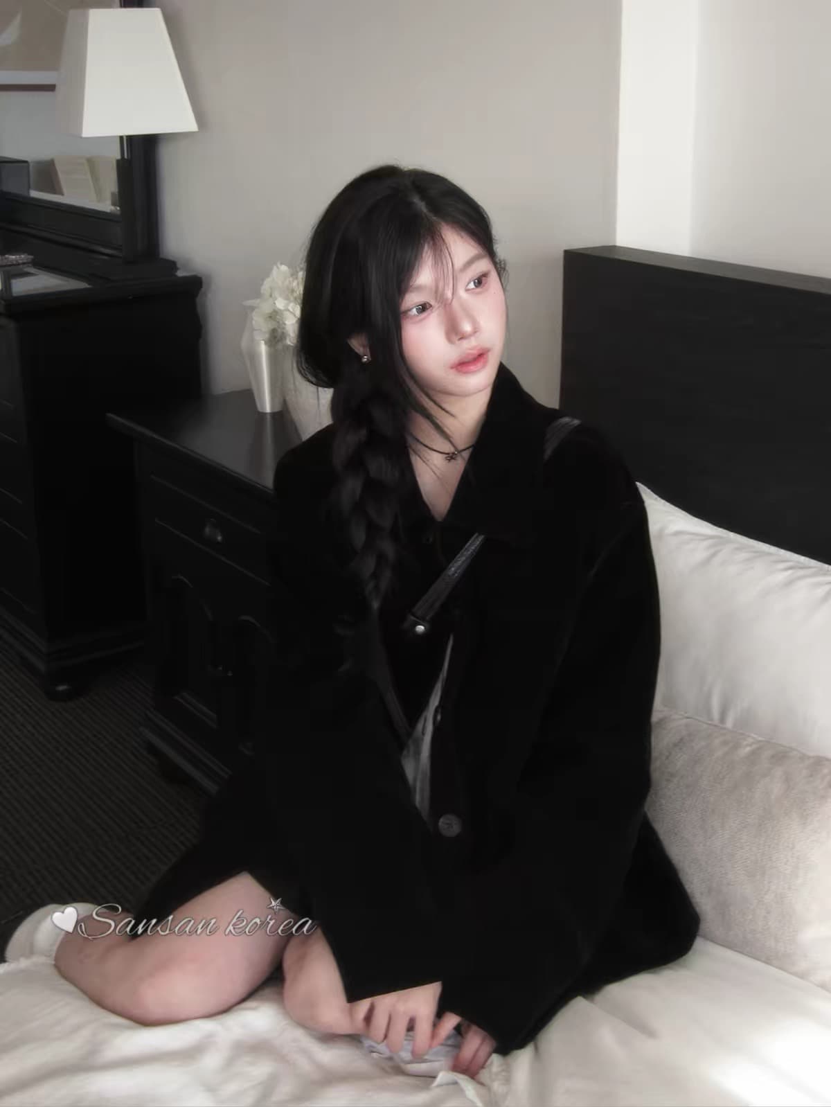 한국 동대문 2026 새로운 한국 스타일 레트로 폴로 칼라 다용도 스웨이드 여성 코트 상세 이미지 7