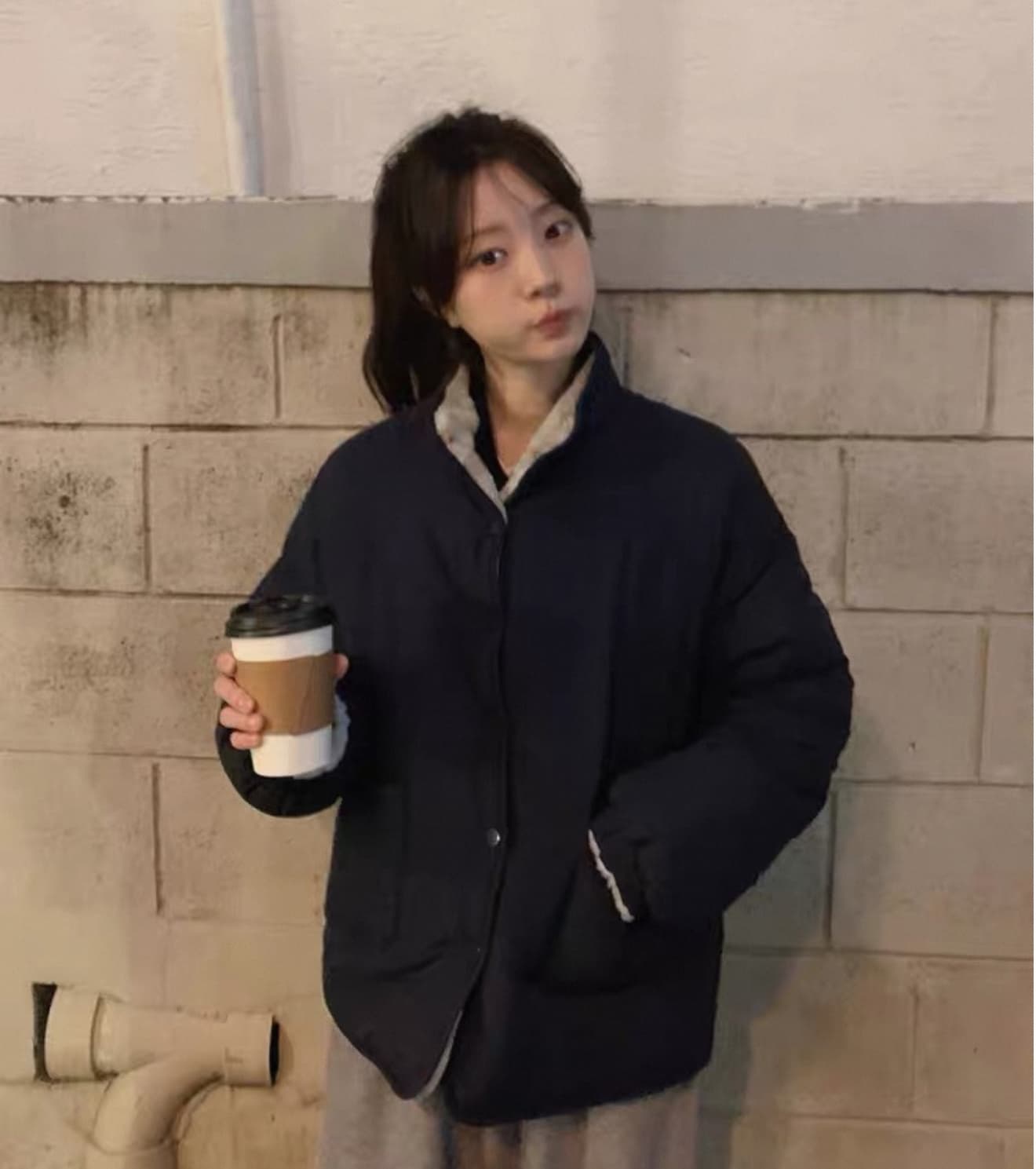 한국 동대문 2029 가을 겨울 새로운 오른쪽 그는 패턴 양성 및 음성 둘 착용 모피 면 옷 여성 코트 상세 이미지 22