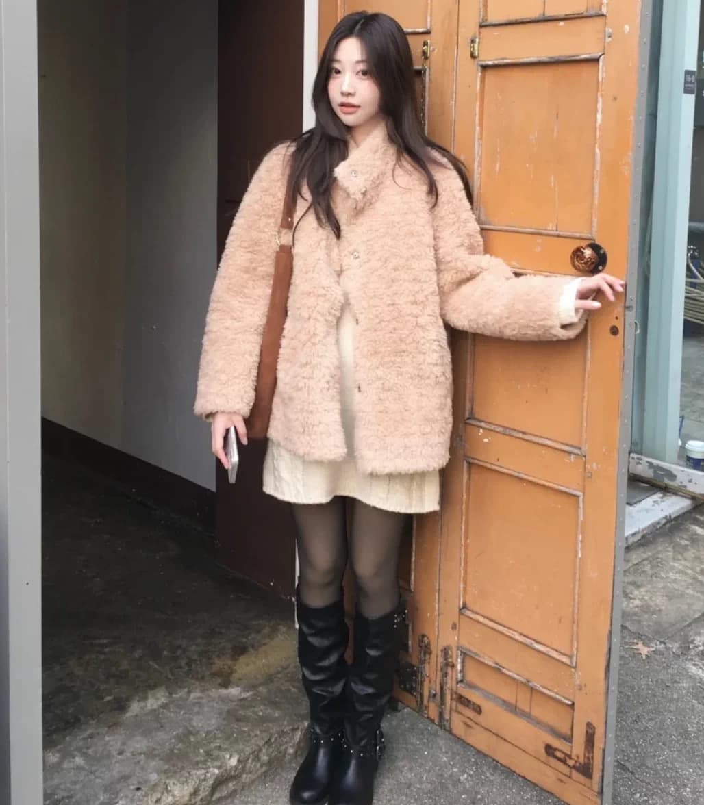 한국 동대문 2026 가을 겨울 한국 스타일 스탠드 칼라 모피 여성 코트 상세 이미지 13