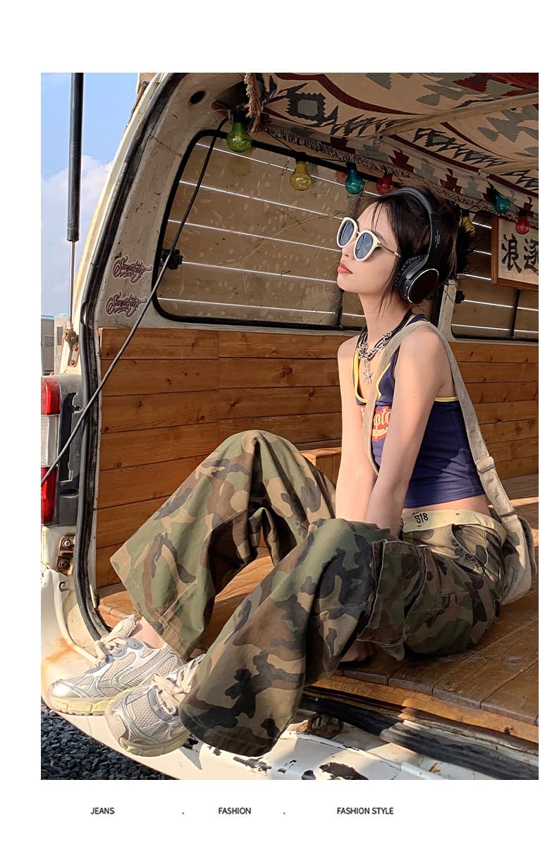 봄 여름 새로운 뒤집다 허리 데님 긴 바지 여성 레저 한국 스타일 하이웨이스트 자수 루즈핏 핫걸 워크웨어 스트레이트 와이드 레그 팬츠 상세 이미지 17