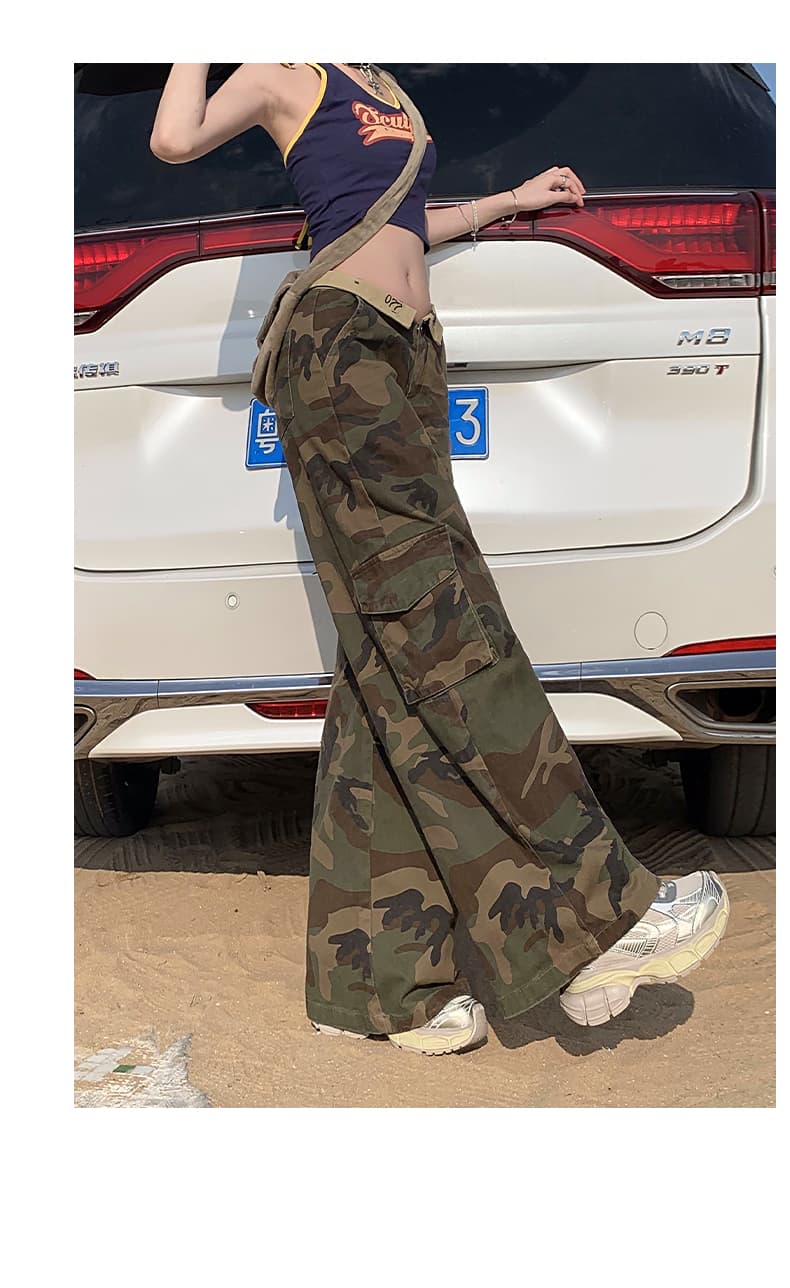 봄 여름 새로운 뒤집다 허리 데님 긴 바지 여성 레저 한국 스타일 하이웨이스트 자수 루즈핏 핫걸 워크웨어 스트레이트 와이드 레그 팬츠 상세 이미지 19