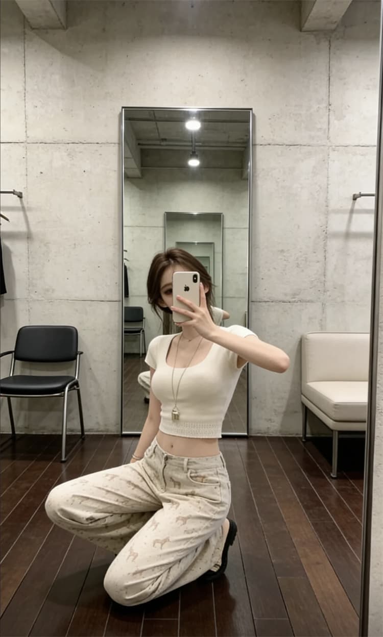 돈 벌기 작은 말 작은 키 좁은 에디션 스트레이트 팬츠 여성 2026 새로운 프린트 루즈핏 슬림해 보이는 하이웨이스트 넓은 다리 청바지 상세 이미지 6