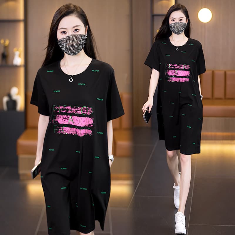 실사 빅 사이즈 드레스 2026 여름 새로운 패션 표지 고기 루즈핏 대 에디션 프린트 여성 드레스 이미지 4