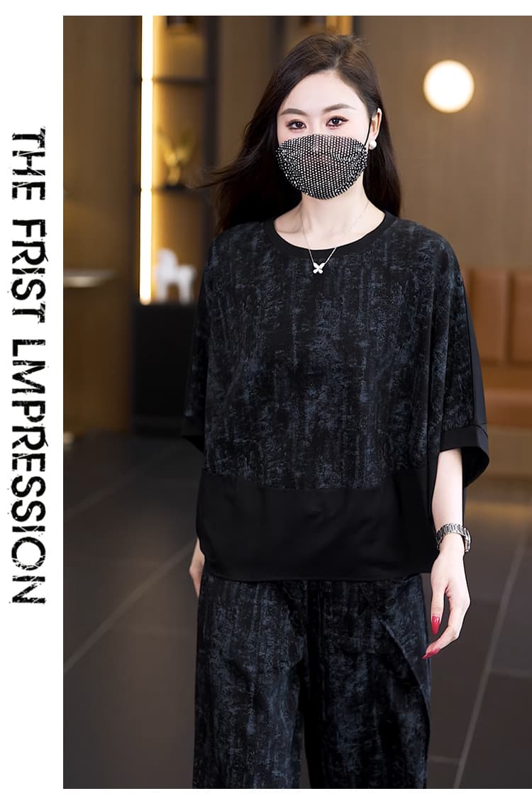 실사 빅 사이즈 세트 여성 2026 년 봄 여름 새로운 캐주얼 품격 배트윙 소매 슬림해 보이는 연령 감소 두 조각 여성 세트 상세 이미지 17