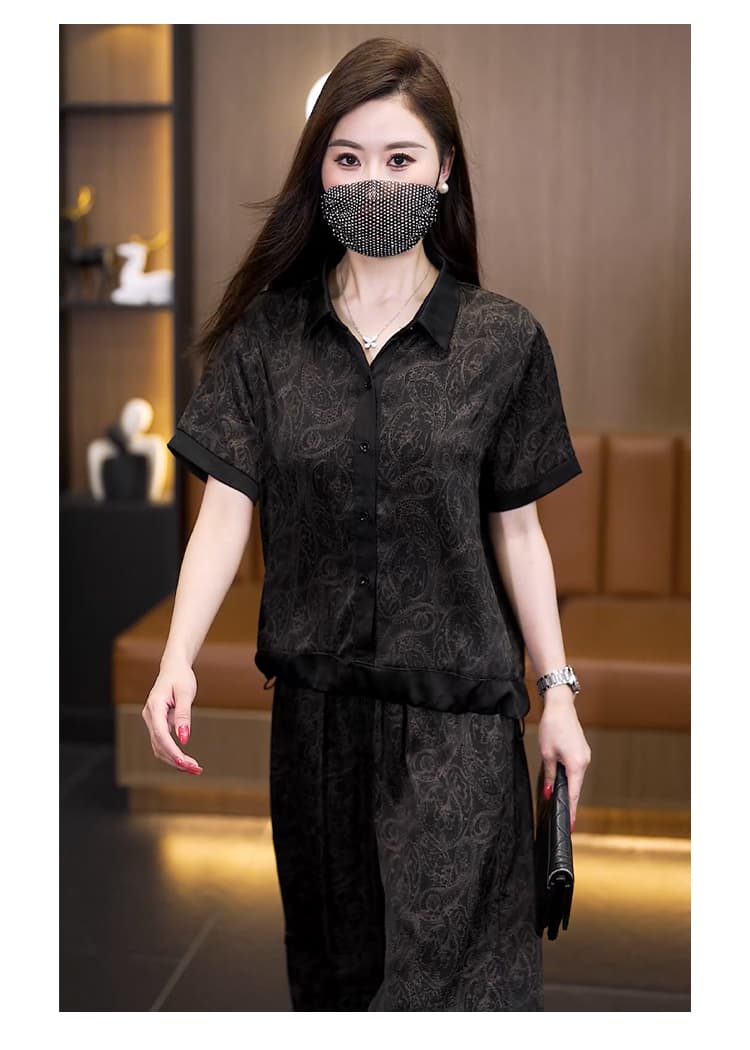 실사 빅 사이즈 세트 여성 2026 년 여름 새로운 캐주얼 품격 프린트 슬림해 보이는 연령 감소 두 조각 여성 세트 상세 이미지 14