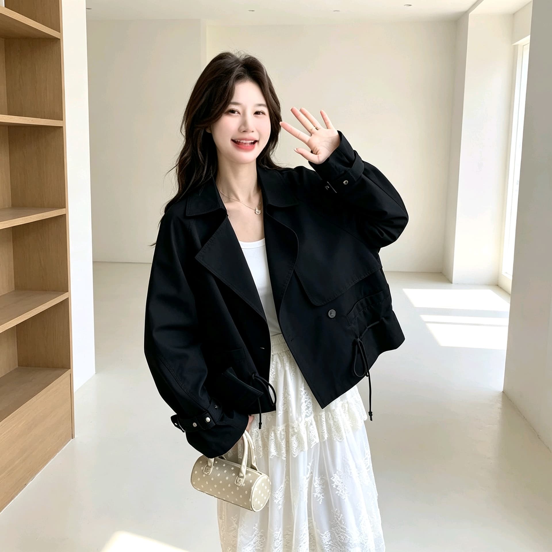 가을 새로운 바 En 바람 작은 키 쇼트 스타일 재킷 재킷 여성 레저 고급 센스 재킷 워크웨어 맨위 이미지 3