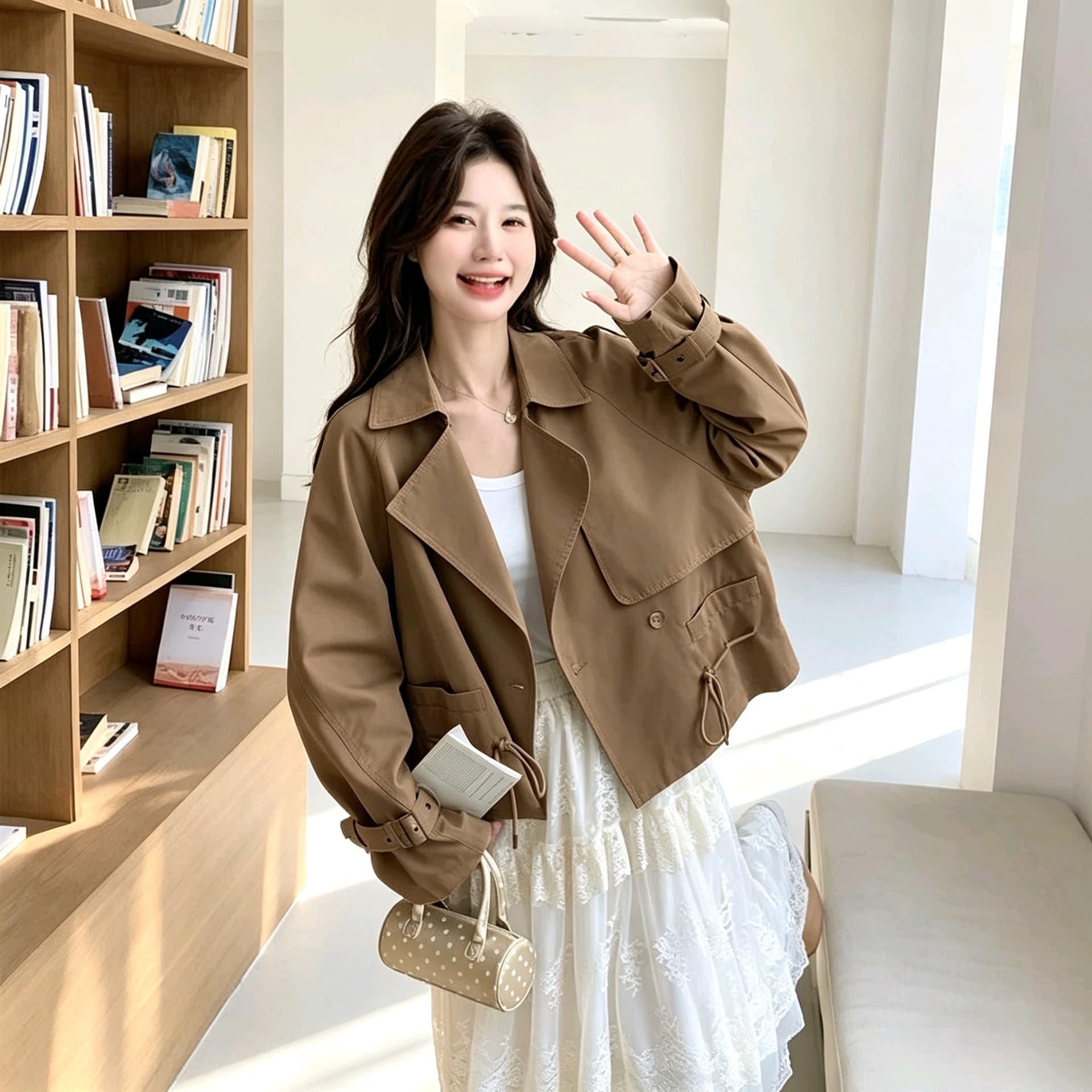 가을 새로운 바 En 바람 작은 키 쇼트 스타일 재킷 재킷 여성 레저 고급 센스 재킷 워크웨어 맨위 이미지 4