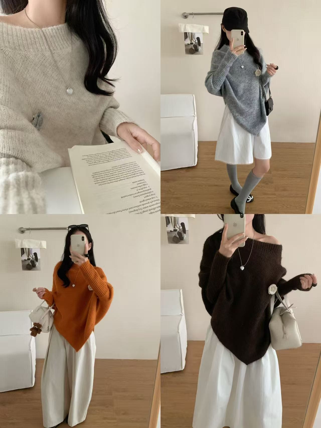 Ouyang 안녕하세요. 우아한 프라임 사람들 불규칙 느긋한 배트윙 소매 스웨터 여자 겨울 루즈핏 니트 망토 맨위 이미지 4