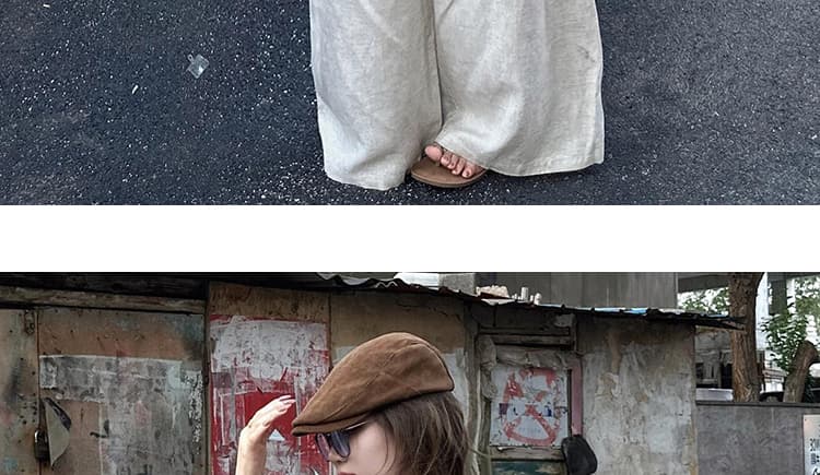 지금 봄 한 부서 미니멀리즘 품격 루즈핏 셔츠 면 린넨 캐주얼 긴 바지 세트 여성 상세 이미지 22