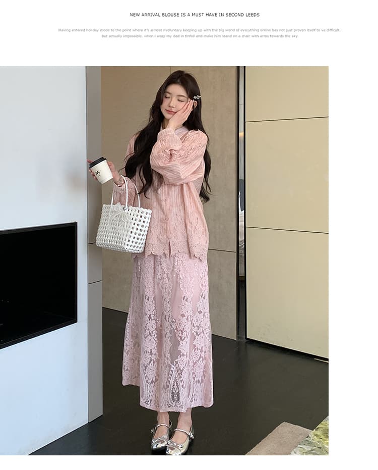 실사 지금 임산부 조기 봄 여름 섹션 무거운 작업 레이스 셔츠 레이스 반신 치마 세트 여성 상세 이미지 19