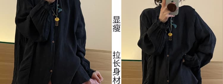 지금 임산부 한 부서 미니멀리즘 바람 루즈핏 표지 고기 셔츠 플러스 반신 치마 세트 여성 상세 이미지 11
